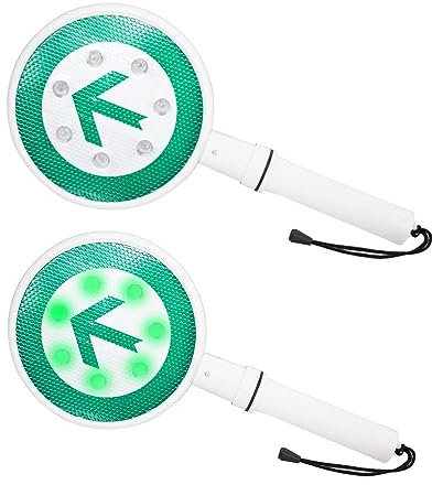 Lot de 2 bâtons d'avertissement bidirectionnel 16 LED pour sécurité routière | Bâton de sécurité alimenté par piles | Lumière clignotante à DEL | Panneau Stop and Go