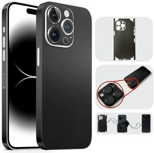 TF Skins kompatibel mit iPhone 15 Pro, Skin Schutzfolie mit 360° Schutz, super dünn und resistent (Matt Schwarz)