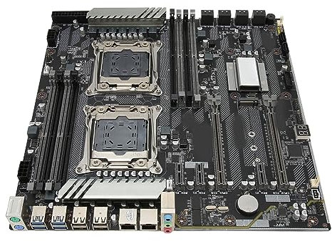 Placa Base X99 Dual F2 DDR4, Ranuras de Memoria de Cuatro Canales, Placa Base para Juegos E ATX Compatible con Interfaz LGA2011 V3 V4 10 SATA3.0 M.2 NVME, Función de Diagnóstico