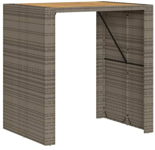 vidaXL Gartentisch, Terrassentisch mit Holzplatte, Esstisch für Garten Terrasse, Gartenmöbel Tisch Stahlrahmen, Grau 105x80x110cm Poly Rattan