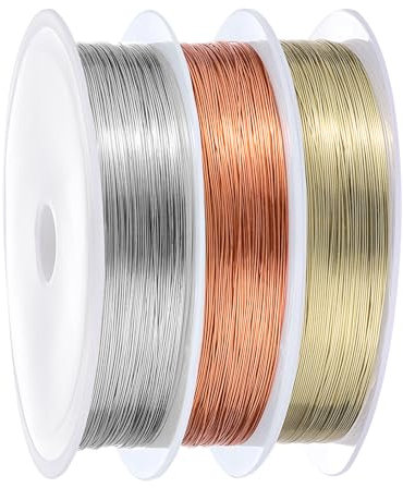 Alambre fino de 90 m x 0,3 mm para manualidades, manualidades, alambre de cobre para joyas, modelismo, manualidades (rollos de 30 m)