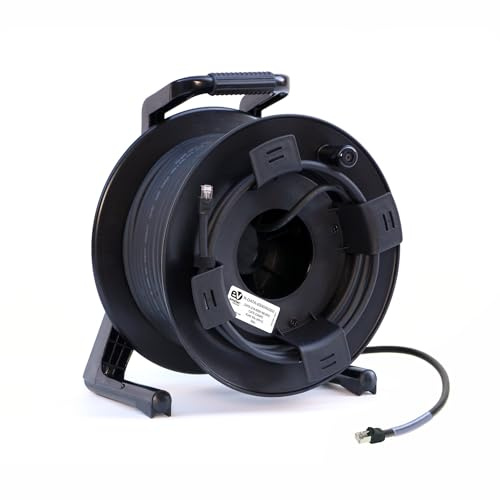 Emelec VíasCom R-DATA-6000/R/090-90 m, extra flexibles CAT6 SF/UTP BC, 4 x 2 x 23 AWG, montiert auf Kabelhalter mit RJ45, 50 µ auf XLR-Gehäuse, flexibles PVC, Schwarz