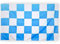Bandera a cuadros blanca y celeste, 90 x 150 cm, fabricada en Italia, bandera de Laz con trabilla para mástil, campeonato de fútbol 2025
