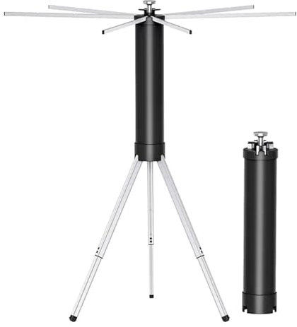 HIARAN Zusammenklappbarer dreieckiger Wäscheständer, tragbarer Teleskop-Wäscheständer mit 6 Stangen, für den Innenbalkon, auf Reisen, höhenverstellbar mit 4 Gängen Lucky Star