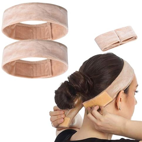 Dinghaole 2 Stück Elastisches Perückengriff Perücke Grip Stirnband, Samt Perücke Stirnband, Verstellbare Perückenband, Perücken Zubehör, No Slip Kopfband für Perücke Sport Yoga