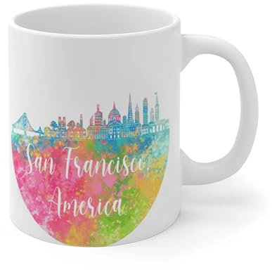 Amerika San Francisco Tasse, weiß, Reise-Souvenir, patriotische Männer, Vater, Militär, Keramik, Kaffee, Tee, Tasse, lustig, Workout, weiß, glänzend, Valentinstag, Abschluss, Geschenk für Kollegen,