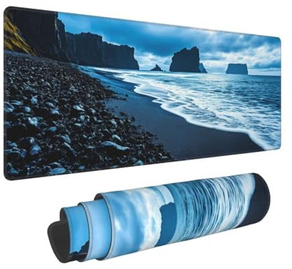 Grand tapis de souris de jeu 1200x600x3mm XXL Multifonction Mouse Pad,avec bords cousus, base en caoutchouc naturel antidérapant durable tapis de clavier Plage de sable Tapis de Bureau pour Gamer E577