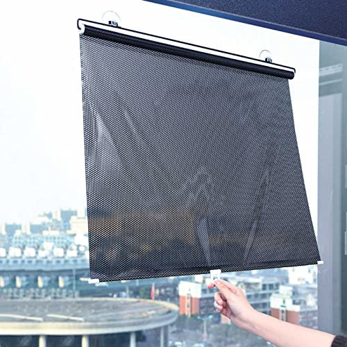 Thermorollo Verdunkelungsrollo Grau ， Einziehbare Verdunkelungsvorhänge ohne Bohren, Sonnenschutzrollos, Sichtschutzrollos, Wärmedämmung, temporäre Verdunkelungsrollos(68x125cm/26.8x49.2in)