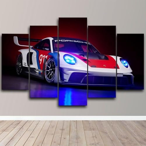 FatAco 5 Teile Porsch 911 GT Front View Sport Car Malerei Tuch Plakat Wanddekoration, Wandkunst Druckset (Rahmenlos)