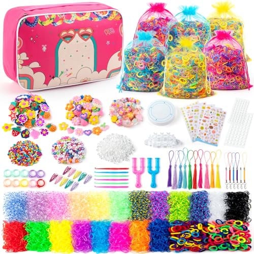 SLEMAKO 18000+ Loom Bänder Set, 20 Farben Zubehör Bunte Gummibänder Für Armbänder, Elastisches Basteln Rubber Loombänder Kinder Armband, Rainbow Loom Loops Gummis Set XXL Für Mädchen Anfänger Jungs