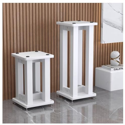Supports d'enceintes pour caisson de basses, lot de 1 Plateforme de support de base d'enceinte pour caisson de basses avec clous en cuivre fixes et pieds d'isolation audio(Blanc,22*25*30cm)