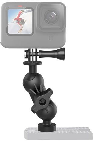 Universal Kayak Action Camera Mount 360 Degree Adjustable Kayak Rail Track Camera Holder Compatible with GoPro Three-Prong Mounts