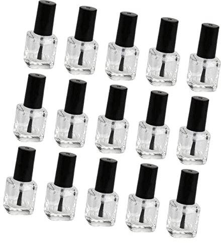 FOMIYES 15stücke Transparente Glas Nagellackflasche Mit Pinsel Schwarz Durchsichtige Nagellackprobenflaschen Für Heimwerker