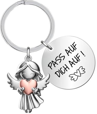 Cadimus Schutzengel Schlüsselanhänger,Engel Schlüsselanhänger mit Herz,Personalisierte Geschenke Frauen,Liebesgeschenke Für Partner Papa Mama Beste Freundin,Geschenke für Geburtstag Weihnachten