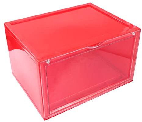 PRETYZOOM Schuhkoffer Schuhregal Schuhaufbewahrung Transparent Schuhschrank Schuhhalter Zubehör Magnetischer Schuhbehälter Rot