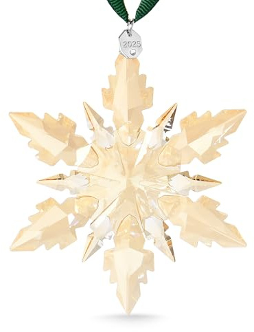 Kristall Schneeflocke & Stern Ornamente für Weihnachtsbaum - Champagner Gold 2025