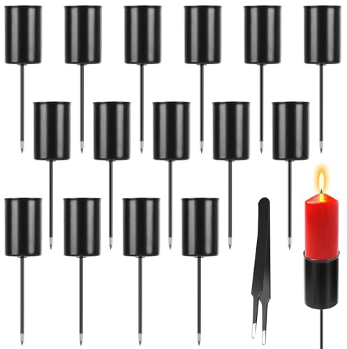 16 Stück Adventskranz Kerzenhalter: Stabkerzenhalter, Retro Kegelkerzenständer Adventskranz mit Kurzem Dorn, Kerzenstecker, Kerzenständer Stabkerzen Schwarz für Weihnachten und Zuhause