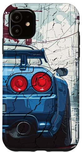 Distress JDM Drift Racing Car Tokyo Skyline Street Drifting Case for iPhone 11