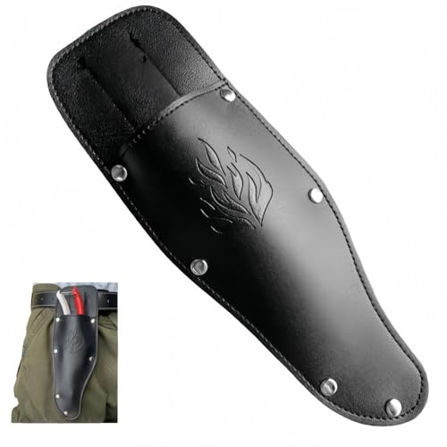 Vyloky Secateurs Holder Set of 1 or 2 PU Leather Holster with Flames Engraving Robust & Lightweight Gardener (Pack of 1)