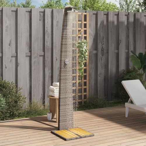 Generico Doccia da Esterno Grigia 55x60x224 cm Polyrattan e Legno Acacia,Piscine e Spa,Accessori per Piscina e spa-368210