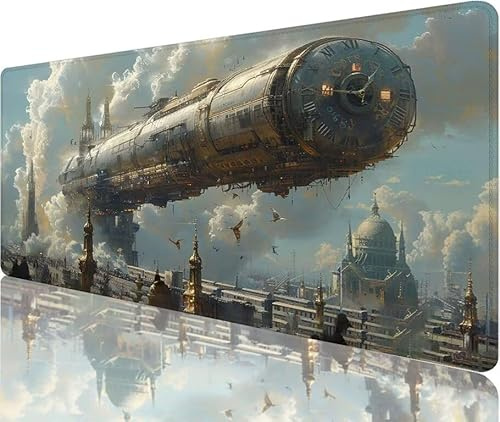 Mauspad Wolken Schreibtischunterlage Uhren Mousepad xxl 1000x500x3mm Gaming Mauspad, Wasserdichtes Gewebe mit Rutschfester Gummibasis und Strapazierfähigen Nähten for Weihnachtsdekorationen N1-823