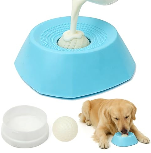 GEVECORI Palla leccata per cani, giocattolo leccare per cani a sfera leccare, tappetino leccare a ventosa, palla da leccare per cani di piccola taglia per cibo umido (1 pezzo migliorato | grande