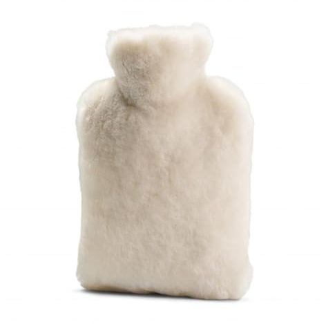 Hot Water Bottle Cover – Genuine Soft Sheepskin Shorn Wool Plush Insulated Cosy Sleeve with Zip Closure - Natural Wool Heat Retention Protector for Home Comfort & Winter Warmth (Natural, Large)
