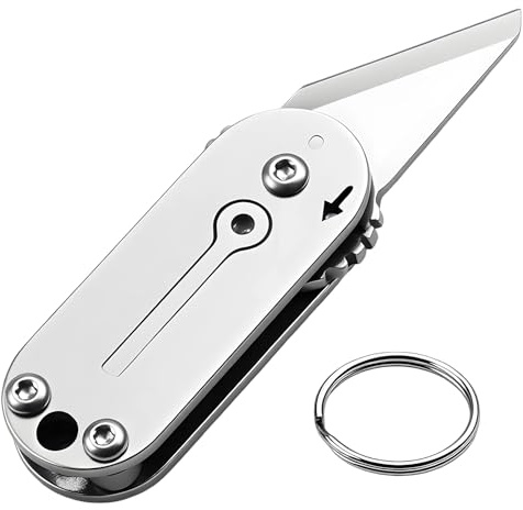 Multi Mini Pocket Box Opener - Small Pocket Folding Utility Multitool, Titanium Box Multitool with Keyring Attachment, EDC Gadgets for Outdoor Camping, DIY, and Everyday Carry, Compact Lightweight