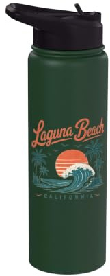 Laguna Beach California Sunset Wave Palm Trees Stainless Steel Insulated Water Bottle