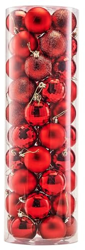 WeRChristmas Shatterproof Colour Co-ordinated Christmas Tree Baubles, 50-Piece - Red