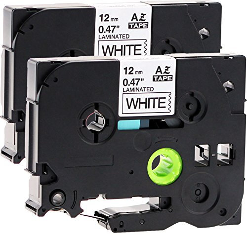 2x Schriftbandkassette für Brother TZe-231 12mm schwarz auf weiß 12mm breit x 8m lang laminiert kompatibel zu TZE-231