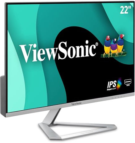 ViewSonic VX2276-SMHD 22-inch Full HD Frameless IPS Monitor (Ultra slim bezel VGA HDMI DisplayPort Speakers) - Silver