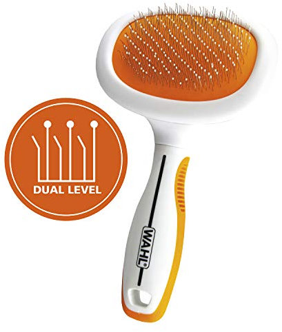 Wahl Premium Patentierte Dual Level Sensitive Skin Pet Slicker - Ergonomischer Griff macht das Enthaaren, Fellpflege und Bürsten bequem für Sie und Ihren Hund oder Ihre Katze - 858500