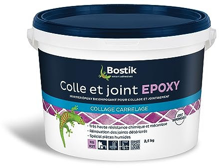 Bostik Colle et Joint Carrelage Epoxy Blanc - Seau de 2, 5kg