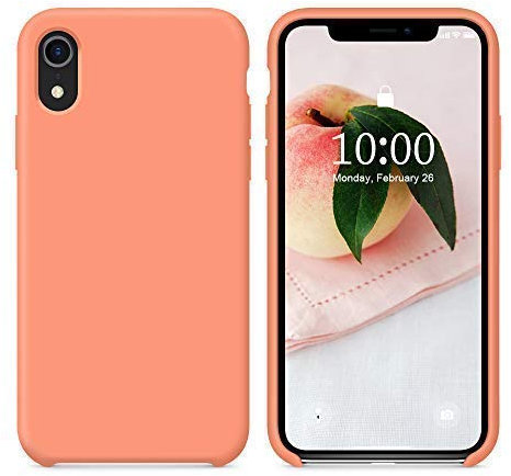 SURPHY für iPhone XR Hülle Silikon, Stoßfest Handyhülle iPhone XR Case aus Flüssigsilikon Schutzhülle mit weichem Mikrofaser-Kissen, 6,1 Zoll (2018), Pfirsich