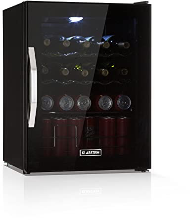 KLARSTEIN Mini Frigo de Chambre et Bureau pour Boisson, Silencieux, Refrigerateur Bar 60L, Pour Camping, Étagères Réglables, Ondulés pour le Vin, Cannette, Beer Fridge