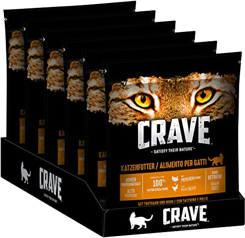 Crave Katzenfutter Trockenfutter Adult 1+ Mit Huhn & Truthahn, 1 Beutel (1 x 750g)