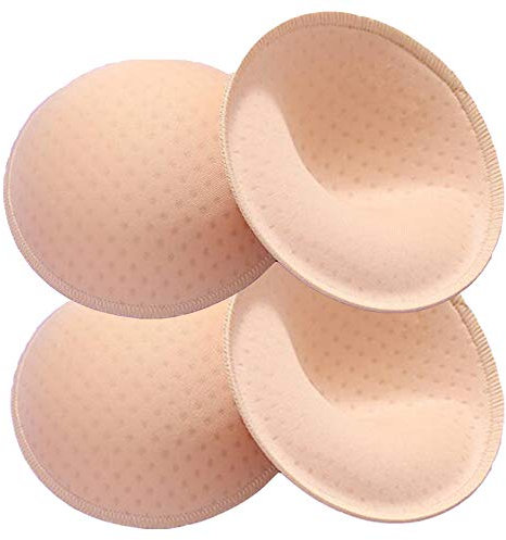 ONDY BH-Einlagen, 2 Paar, runde Brustvergrößerung, unsichtbarer Push-Up-Pad für Yoga, Sport-BH, Beige, C/D