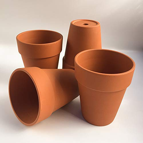 Weston Mill Pottery [PE12] Terracotta Elegant Long Tom Flower Pots (pack of 5) 12cm W x 14cm H
