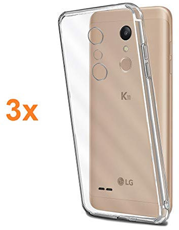 REY - Pack 3X Transparent Silikonhülle TPU für LG K11 / LG K11 Plus / K11+, Handyhülle Premium Kratzfest TPU Durchsichtige Schutzhülle, Ultradünne 0,33 mm