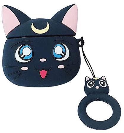 ALTcompluser Anime Sailor Moon Airpods Case, Schutzhülle aus Silikon AirPods Hülle Zubehör für AirPods 1&2 Aufladen Case (Luna)