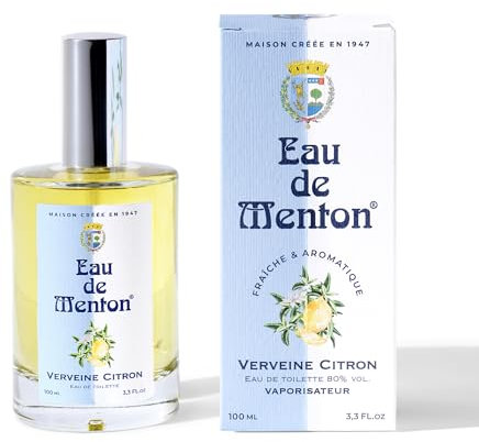 Eau de Menton Verveine-Citron – Eau de Toilette Citronnée et Aromatique – Parfum Frais et Naturel pour Femmes et Hommes – Senteurs Végétales et Agrumes – Fabrication Artisanale Française – 100 ml