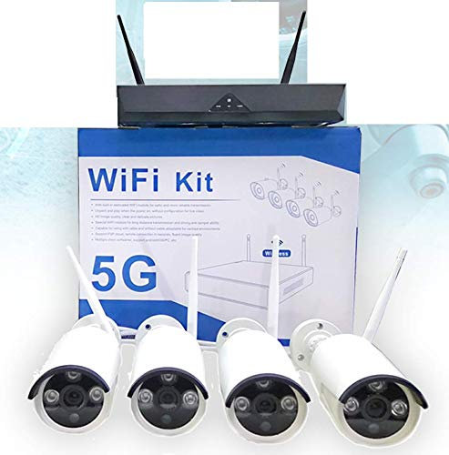 KIT VIDEOSORVEGLIANZA WIRELESS FULL HD 4 CANALI WIFI REMOTO IP 5G DVR NVR LAN