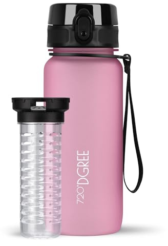 720°DGREE Trinkflasche mit Fruchteinsatz ”uberBottle” – BPA-Frei, Leicht | Premium Tritan Sportflasche - 5 Größen, viele Farben - Wasserflasche für Sport, Kinder, Schule, Fahrrad, Büro, Uni, Outdoor