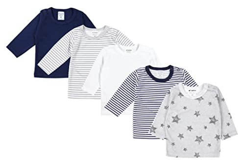 TupTam Baby Jungen Langarmshirt Gestreift 5er Set, Farbe: Mehrfarbig 6, Größe: 98