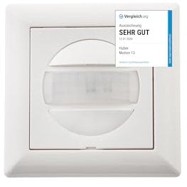 HUBER Motion 13 PIR Bewegungsmelder 170° für Innen I Unterputz Bewegungsmelder - Motion Sensor mit Taster, auch für Schalterserien [55x55mm], 2-Draht-Technik Thyristor Ausgang