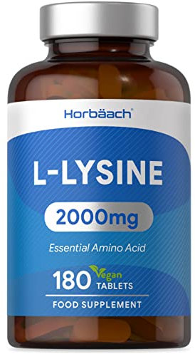 L-Lysine 2000mg | 180 Tablets | Essential Amino Acid | Premium Supplement | Vegan & Vegetarian | No Artificial Preservatives | by Horbaach