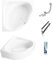 ECOLAM Baignoire d'angle Standard Polimat 150x150 cm | acrylique blanc | tablier | Belle forme | set complet