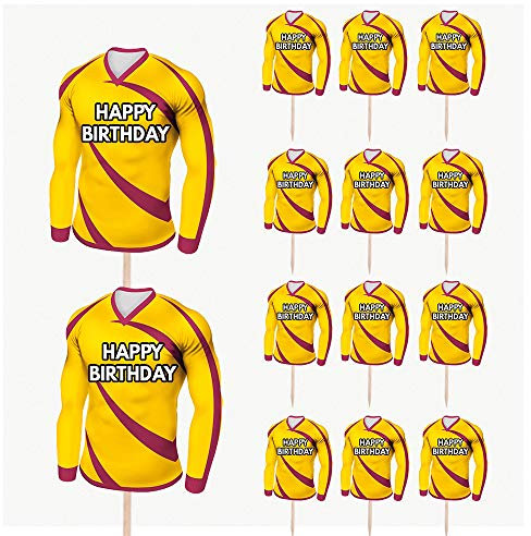 AK Giftshop Football Birthday Cupcakes Cake Food Decorations Picks Toppers - Shirts SCOTTISH TEAM COLOURS (pack of 14) (MOTHERWELL COLOURS)