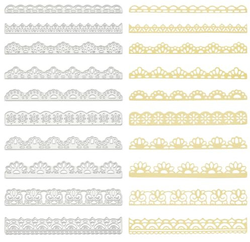 BENECREAT 10PCS Metallstanzschnitte Flower Lacce Schneidstempel Metallschablonenvorlage 10 Muster Prägeschablonen Für DIY Crafts Scrapbook Album Papierkartenprägung
